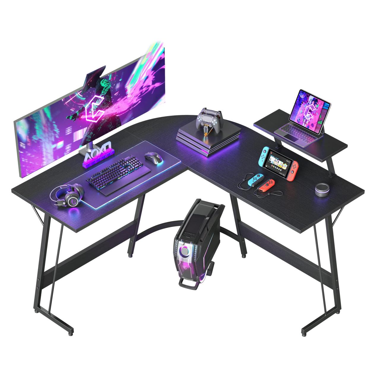 Amazon.Com: Cubiker L Shaped Desk, Computer Corner Desk, Gaming Desk With  Monitor Stand, Home Office Study Writing Workstation, Space-Saving, Black :  Everything Else